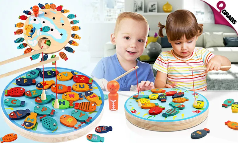 Magnetic Wooden Fishing Game for Toddlers!